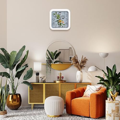 Horloge murale carrée branches de fleurs style moderne - 8