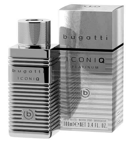 bugatti Perfume para hombre Iconiq Platinum Edition 100 ml I Eau de Toilette para hombre con madera de cedro, lavanda y pachulí, aromático y seguro de sí mismo, potente perfume para hombre con notas
