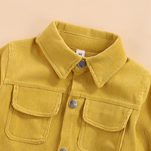 Toddler Boy Cute Long Sleeve Button Down Corduroy Jacket Winter Baby Dress Coat (Yellow,6-12 Months) #TOP3
