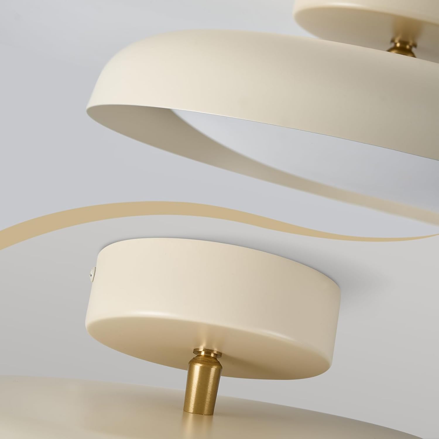 BISAMIYA Modern LED Ceiling Light, Brass Accent 12.6 Inch Semi Flush Mount Ceiling Light, Adjustable Angle Light Fixture, 3000K/Warm White/18W, for Hallway, Entryway, Kitchen Cream