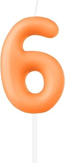 Macaron Orange Number 6 Candles - Happy Birthday Candle for Cake, Cake Topper Decorations for Girl Women Pastel Sweet Birthday Party