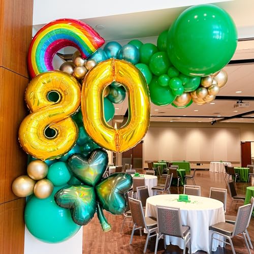 Image of Voircoloria 90pack Green Balloons Different Size 18 /12 /10 /5 Inch Green Balloon Garland Arch Kit for Graduation, St. Patrick's Day, Dinosaur, Jungle, Forest, Wedding, Birthday, Christmas Decorations