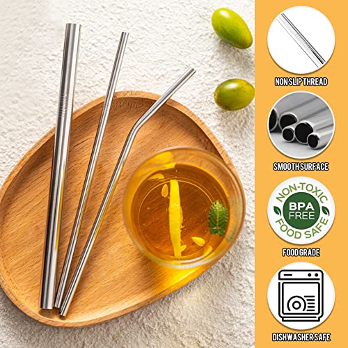 Reusable Metal Straws,15 Pcs, Long Stainless Steel Straws, Drink Bubble Milk Tea/Water/Milk/Jelly/Bubble Tea #TOP1