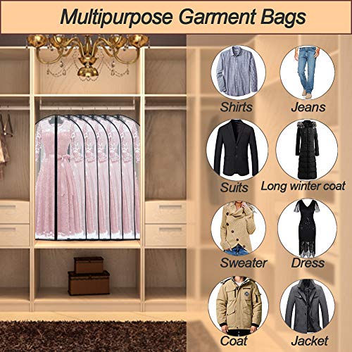 Garment Bag Covers 24'' x 55 '' (Set of 6) Transparent Lightweight Breathable Dust Cover with Study Full Zipper for Long Dress Clothes Storage [Upgraded Version] - Thumbnail 5