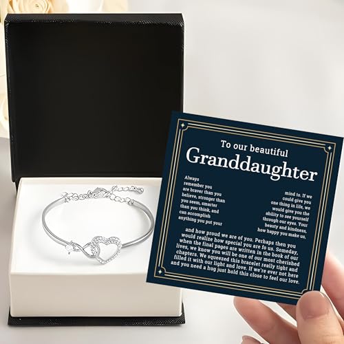 To My Granddaughter Infinity Heart Bracelet, Jewelry Gift On Graduation Birthday Christmas With Heartfelt Message & Elegant Box3