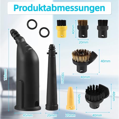 10 Stück Zubehör für Kärcher Dampfreinige - Speziell mit SC1, SC2, SC3, SC4, SC5, Profi Handdüse Ersatzteile Set inkl Kupfer Messerbürste Dichtungsring Düse - Schnellwechselbarkeit Erreichen