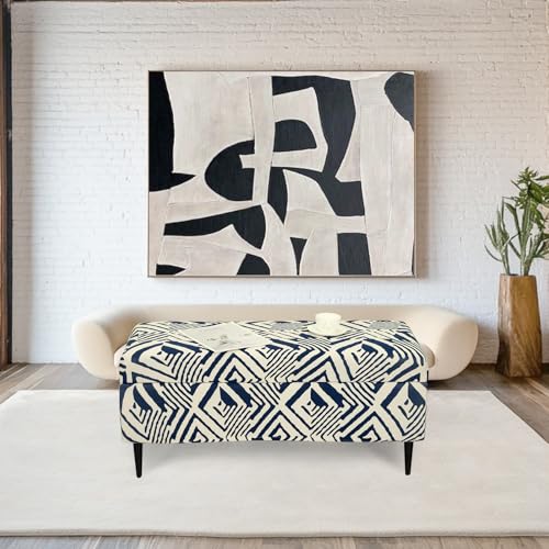 Image of FUANGUI Ottoman Cover Stretch Storage Ottoman Bench Slipcover Printed Folding Storage Bench Ottoman Cover Footrest Stool Slipcover Footstool Protector Cover with Elastic Bottom, Large,82