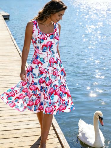 Image of uideazone Women Funny Print Sleeveless U Neck A Line Casual Midi Dress