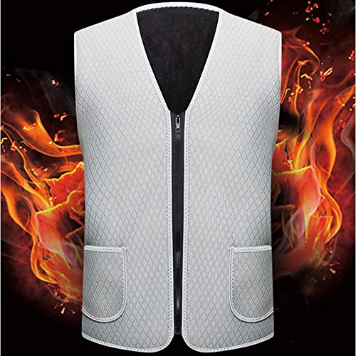 USB Lade Warme Beheizte Weste Jacke,Intelligente Heizweste für Männer, Winter Plus Größe USB-Heizanzug-Neopren weiß_3XL