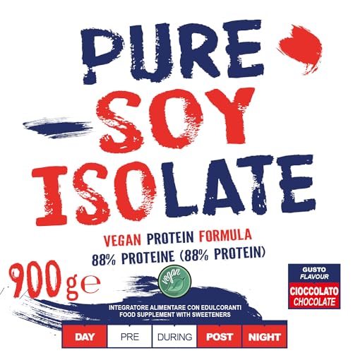 Prolabs Pure Soy Isolate - Proteine In Polvere Isolate, 89,5% Proteine Vegane Purissime Di Soia - Protein Powder Con Vitamina B6 E B12, Senza Ogm - 900G (30G = 3 Misurini, Tot 33 Porzioni), Cioccolato - 2