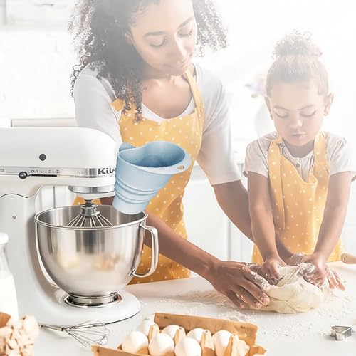 Flour Funnel for Kitchen Aid Mixer, Durable Anti-Splash Mixer Flour Funnel for Tilt-Head 4.5–5 Qt (KSM150), Easy Pour No-Mess Attachment, Dishwasher-Safe Baking Tool (Blue) — view 6