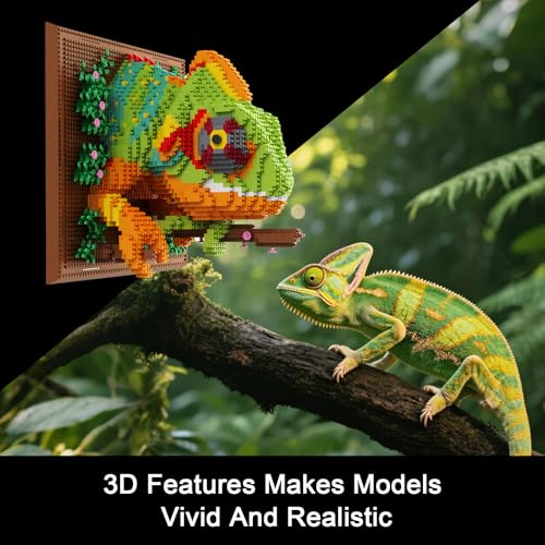 BRICXOR 3D Wall Art Chameleon Building Blocks Set for Adults - Unique Home Wall Decor Set for Adultsor Table Display, Creative Hobbies Toys Gifts for Men and Women (2688 Pieces) by BRICXOR - Image 4