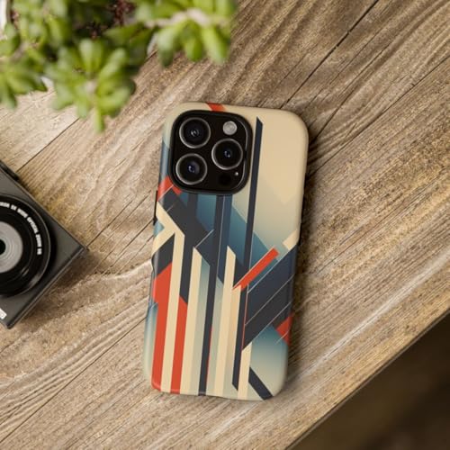Coque iPhone 16 Pro rigide mate de qualité premium aux lignes géométriques chic