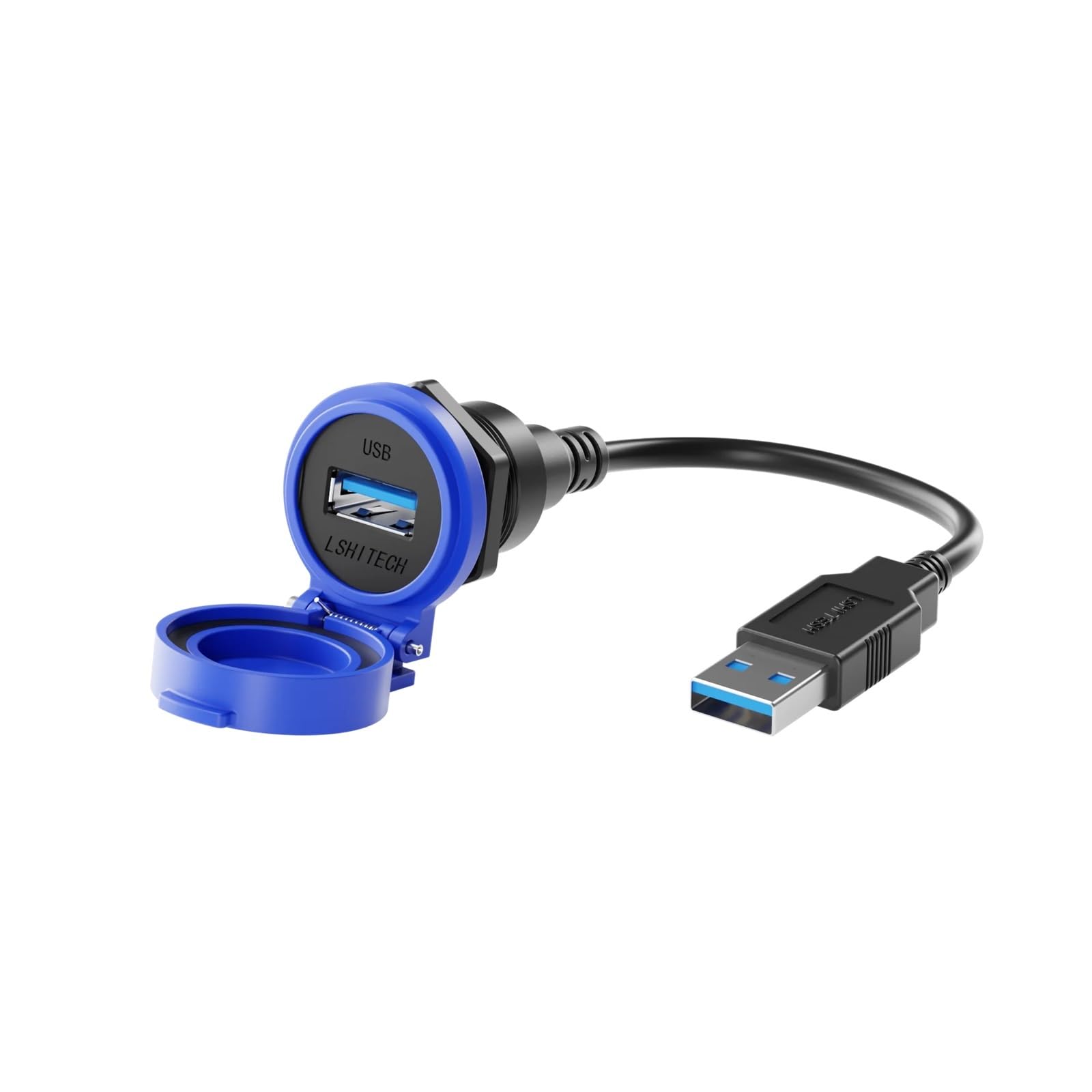 Cavo di prolunga impermeabile femmina-maschio/femmina LU22 USB 3.0 industriale con linguetta automatica 0,3 M 0,5 M(Blue Cap,Plastic Nut,0.1M cable)