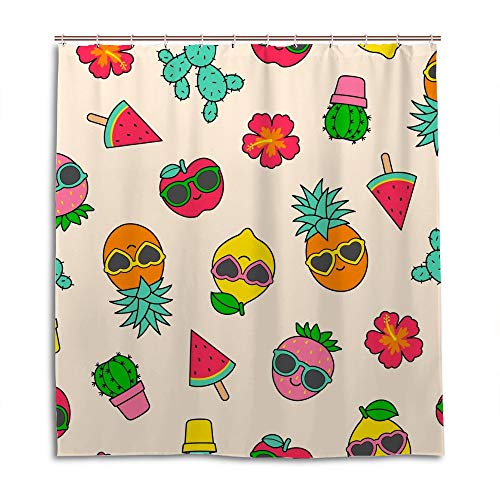 Rideau de douche cactus polyester coloré 182x182 cm avec 12 crochets - 2