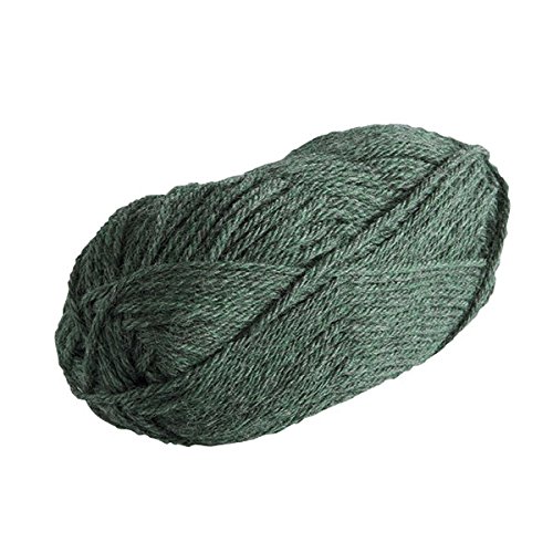 Image of Knit Picks Wool of the Andes Green 100% Wool Yarn Pack for Knitting | 10 skeins (500g total) of soft worsted weight crocheting yarn in Noble Heather color, good for felting.