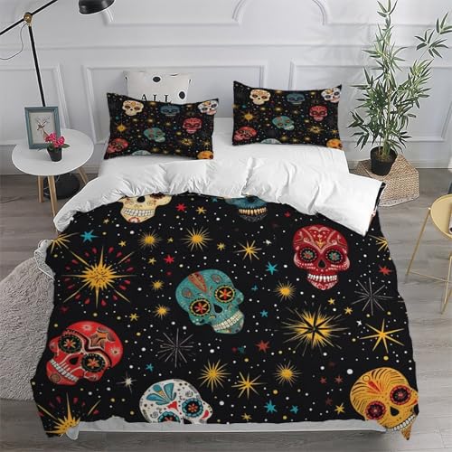 Housse de couette Gothic pour chambre d'ado motif Calavera 3D