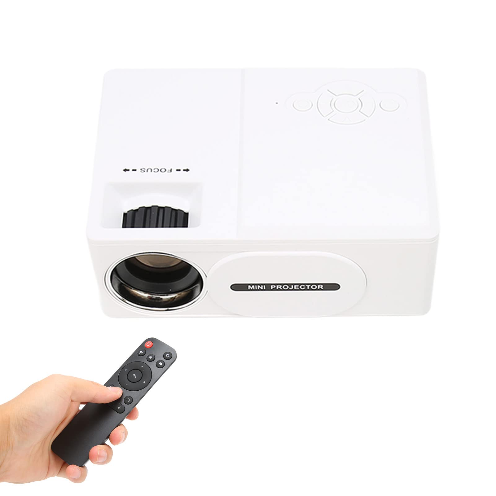 Proiettore Mini Proiettore LED 1080P Full HD Display Supporto Videoproiettore per Esterni Compatibile con Smartphone, TV Stick, Giochi, AV, USB (Spina UE)