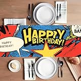 JCJT Comic Pop Art Table Runner, Red and White, Polyester, 13.78 x 89.76 Inches, Machine Washable, Birthday Party Decoration, Rectangular (89.76*13.78inch)