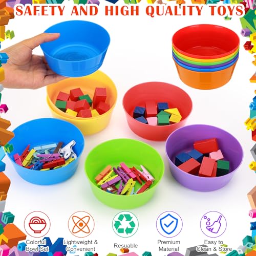 Image of VioraWhite 12 Pcs Sorting Bowls with Tweezers, 6 Color Counting Toy Develops Fine Motor Skills, STEM Early Math Activity Set for Preschool Kids, Ideal for Back to School Learning