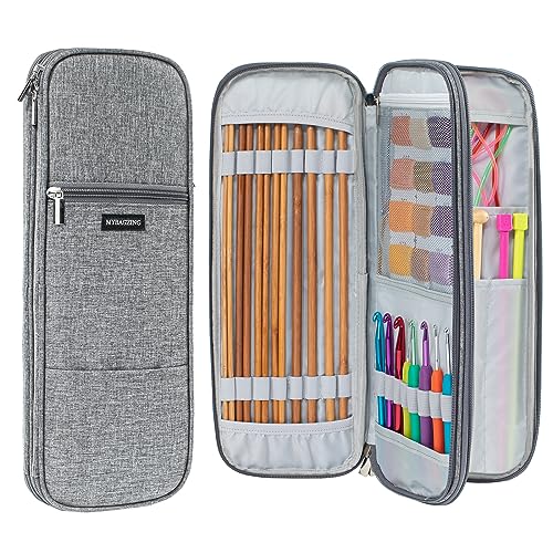 MYBAGZING Knitting Needles and Crochet Hook Organizer Case (Up to 14 Inches) for Knitting Accessories - Empty Case
