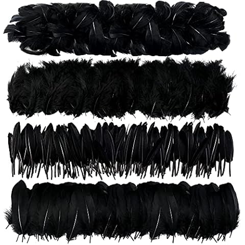 MWOOT 400 Pieces Black Craft Goose Feathers for Dream Catchers DIY Halloween Costume Handmade Earring Wedding Party Decoration Home Activities Easter Natural Feather 7-15 cm Cover