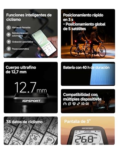 Miniatura 2 de Igpsport Bsc100max Ciclocomputador Gps,Pantalla 3 Grande, 40h Autonomía