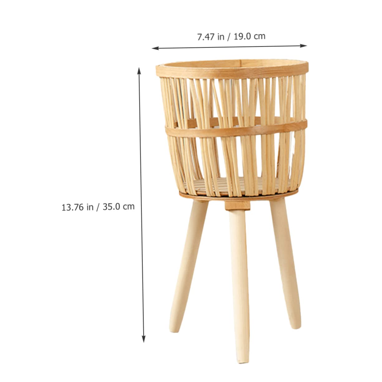 BESTonZON Pot de Fleurs en Bambou Tissé Fait Main, Support de Pot de Fleurs Rustique en Bois, Cache-Pot pour Intérieur et Jardin, Décoration Naturelle Solide