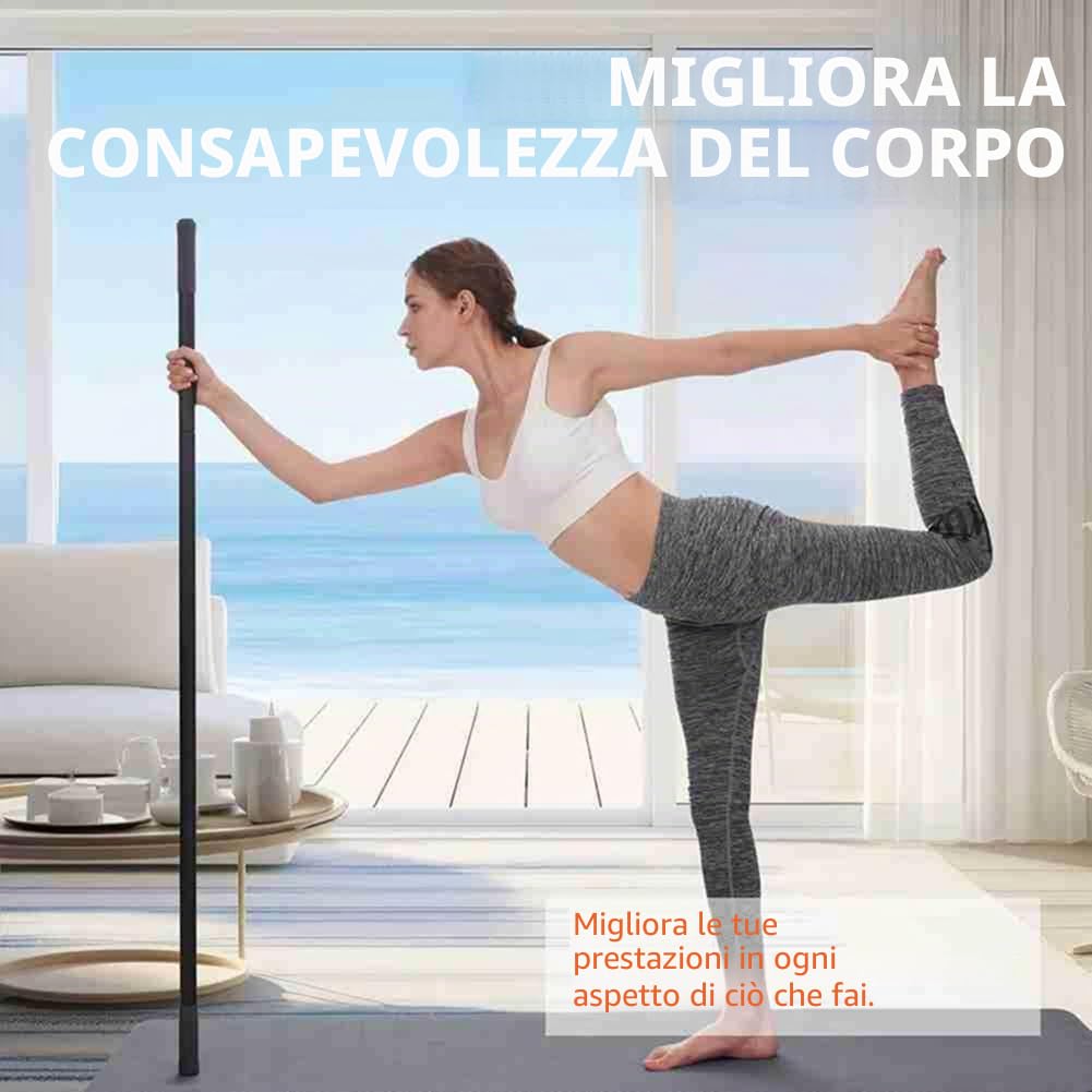 Bastone da Yoga da 5 Piedi, Bastone da Stretching Regolabile in Acciaio per Mobilità, Flessibilità Ed Equilibrio, Versatile Bastone per Esercizi