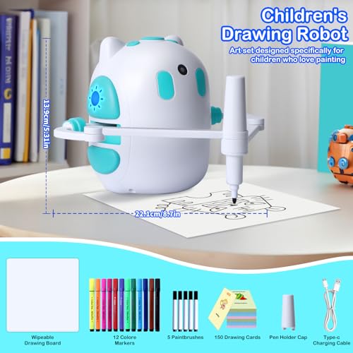Drawing Robot for Kids 150 Educational Cards Smart Drawing Robot Voice Interactive Partner Montessori Painting Toy for Boys & Girls Ages 3-8 Perfect for Birthdays Christmas and Learning Fun - Image 7