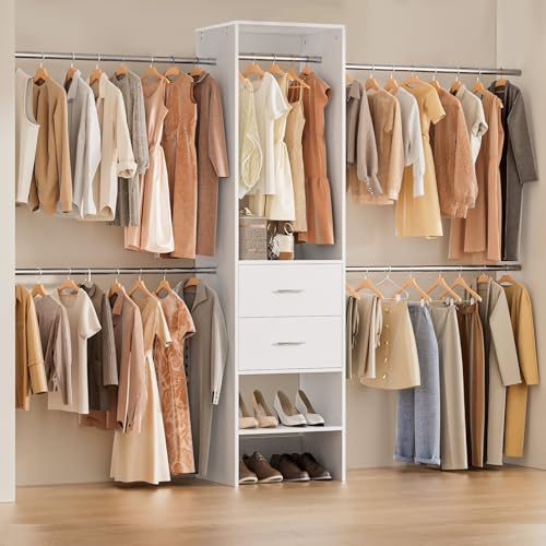 Closet System with Drawer, 5-8FT Closet Organizers System with 5