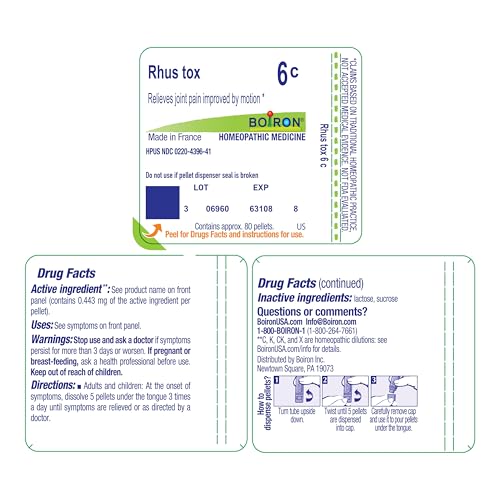 Boiron Rhus Toxicodendron 6C Homeopathic Medicine for Joint Pain - 80 Pellets - image 9