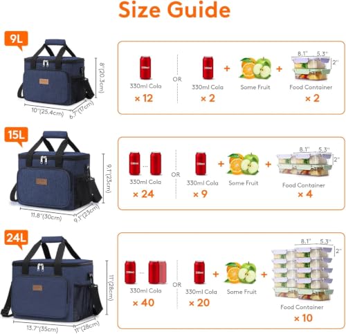 Image of Lifewit Medium Lunch Bag, Insulated Lunch Box, Soft Cooler Cooling Tote for Adult Men Women, Dark Blue 12-Can (9L)