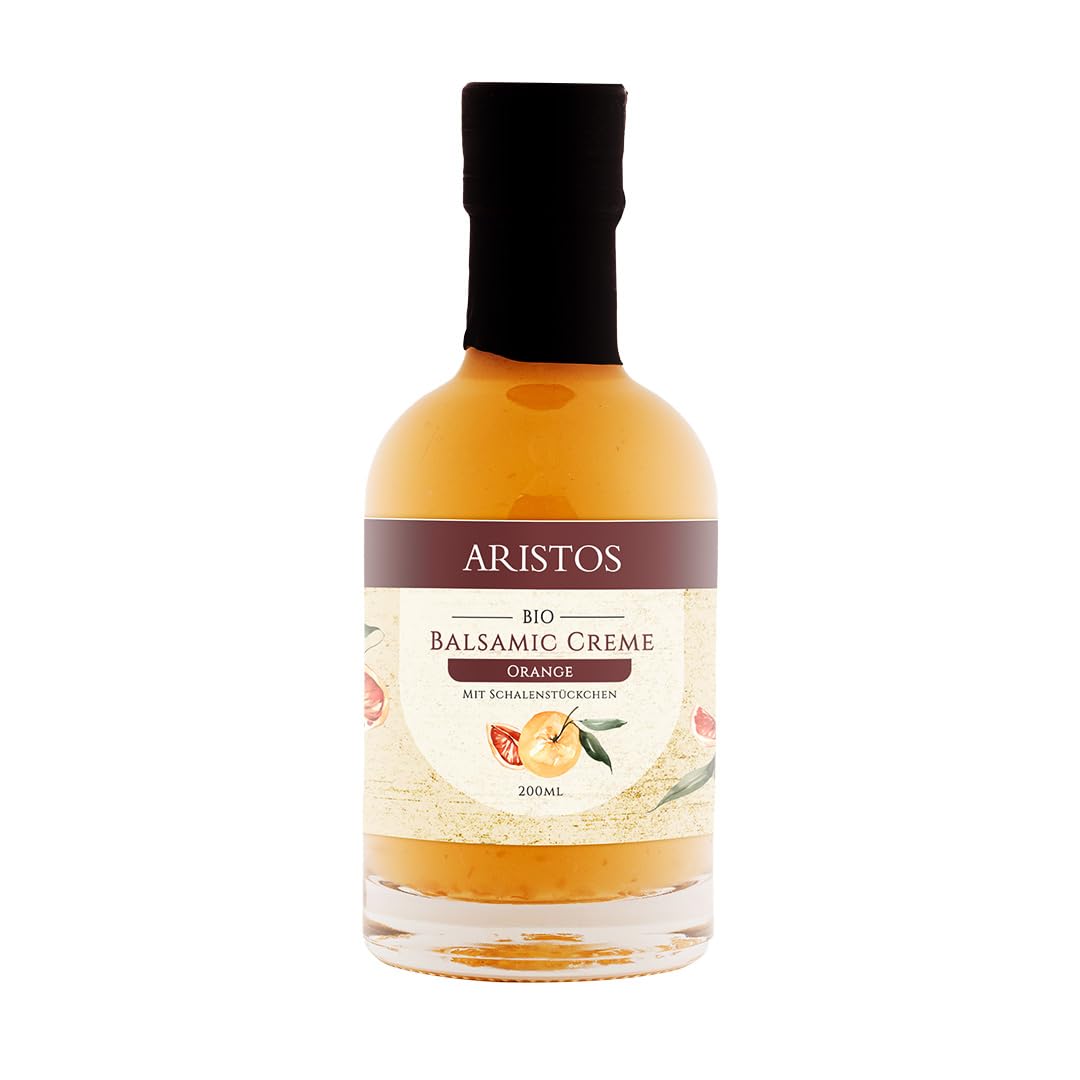 Organic Orange Balsamic with Shell Pieces 200 ml Balm Vinegar Cream with Orange Peel Balm Cream ARISTOS