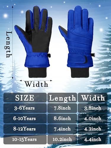 Image of SATINIOR 2 Pairs Kids Waterproof Winter Snow Gloves Ski Gloves for Boy Girl Outdoor Warm Thickening Snowboard