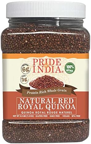 Pride Of India - Natural Royal Red Bolivian Quinoa - Protein Rich Whole Grain Jar, 3.3 Pound (1.5 Kilo) Jar (2.2 Pound + 50% Extra Free = 3.3 Pounds Total)