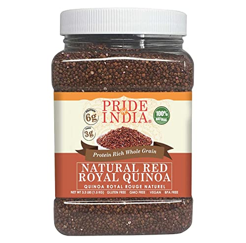 Pride Of India - Natural Royal Red Bolivian Quinoa - Protein Rich Whole Grain Jar, 3.3 Pound (1.5 Kilo) Jar (2.2 Pound + 50% Extra Free = 3.3 Pounds Total) #TOP5