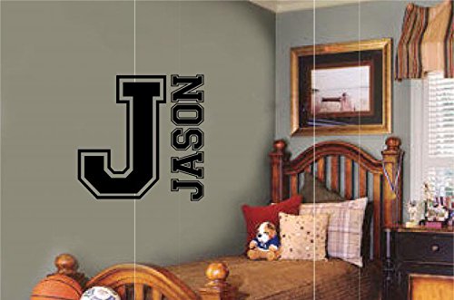 Enchantingly Elegant Varsity-DarkBlueMatte-22 widex22 Tall Custom Name Personalized Sport Monogram Varsity Vinyl Decal Wall Sticker, 22" W X 22" H, Dark Blue Matte