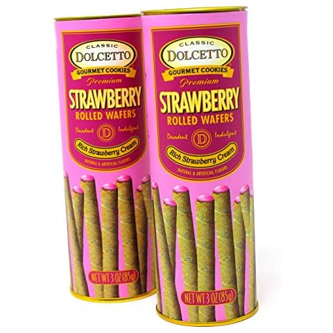 Classic Dolcetto Gourmet Cookies Premium Rolled Wafers (85g) 3 oz. (Strawberry) Cover