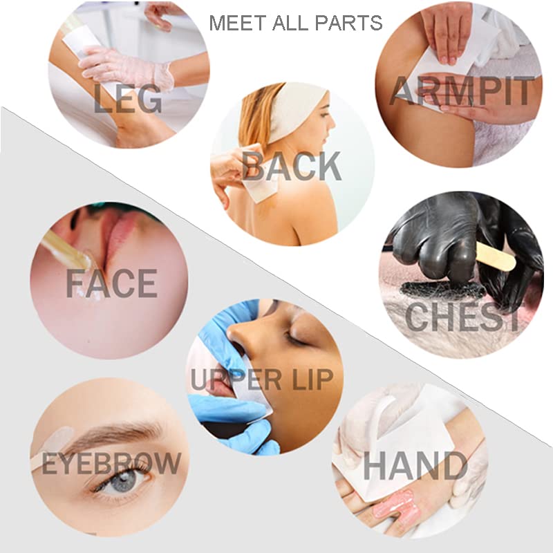 Miniatura 7 de El kit de 500 tiras de cera y palos incluye tiras de depilación, tiras de cera de tela y varillas aplicadoras de cera suave de madera para mujeres y