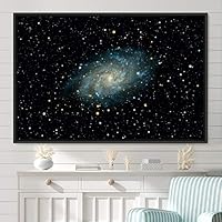 Framed Canvas Wall Art Galaxy Stars Aerial Astronomy & Space Dramatic Global Green Photography Realism Stars - 16x24 inches