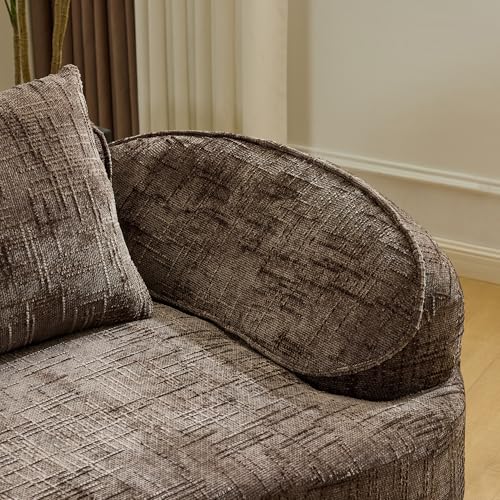 Image of 109-Inch Curved Boneless Modular Sofa Compressed 4-Seat Cloud Couch with 4 Pillows, Modern Curved Boneless Foam Sofa Floor Deep Seat Cloud Couch for Living Room Bedroom