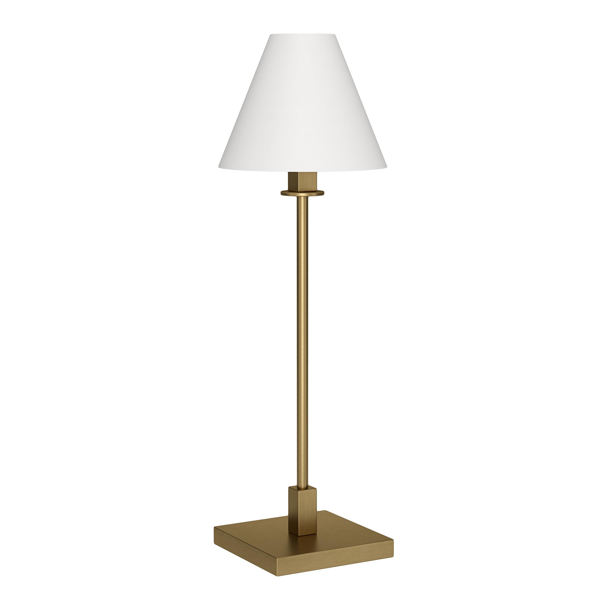 Henn&Hart 28" Tall Table Lamp with Fabric Shade in Brass/White, for Home, Living Room, Bedroom, Entertainment Room, Office, Kitchen, Dining