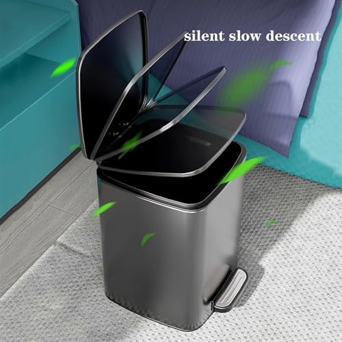Caneca cuadrada de acero inoxidable con pedal de 7L miniatura 4