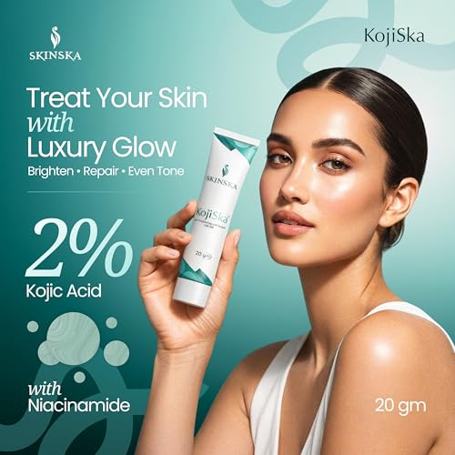 Image of SKINSKA NATURALS Kojiska Skin Brightening and Radiant Cream 20g with 2% Kojic Acid, Arbutin & Glutathione - Reduce Pigmentation, Scars, Melasma, Wrinkles & Dark Spots, Face Cream for Men and Women