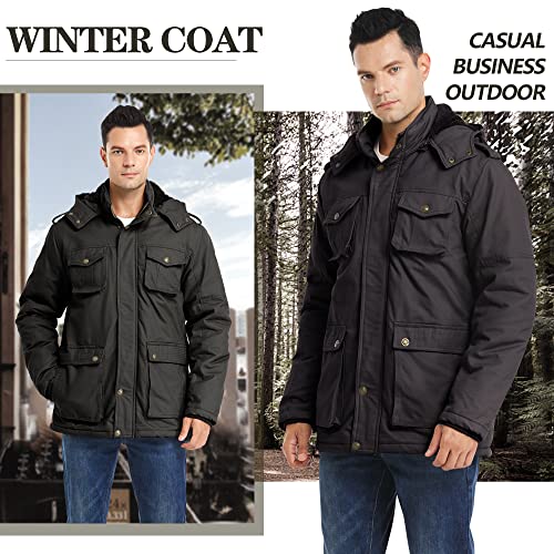 Image of Men's Winter Thicken Coat Casual Military Parka Jacket with Removable Hood