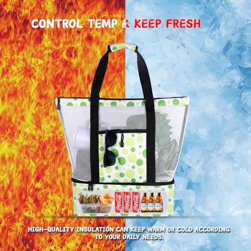 Beach Bag with Cooler,Mesh Beach Bags for Women Sandproof for Pool and Swimming Zipper Waterproof Bag2