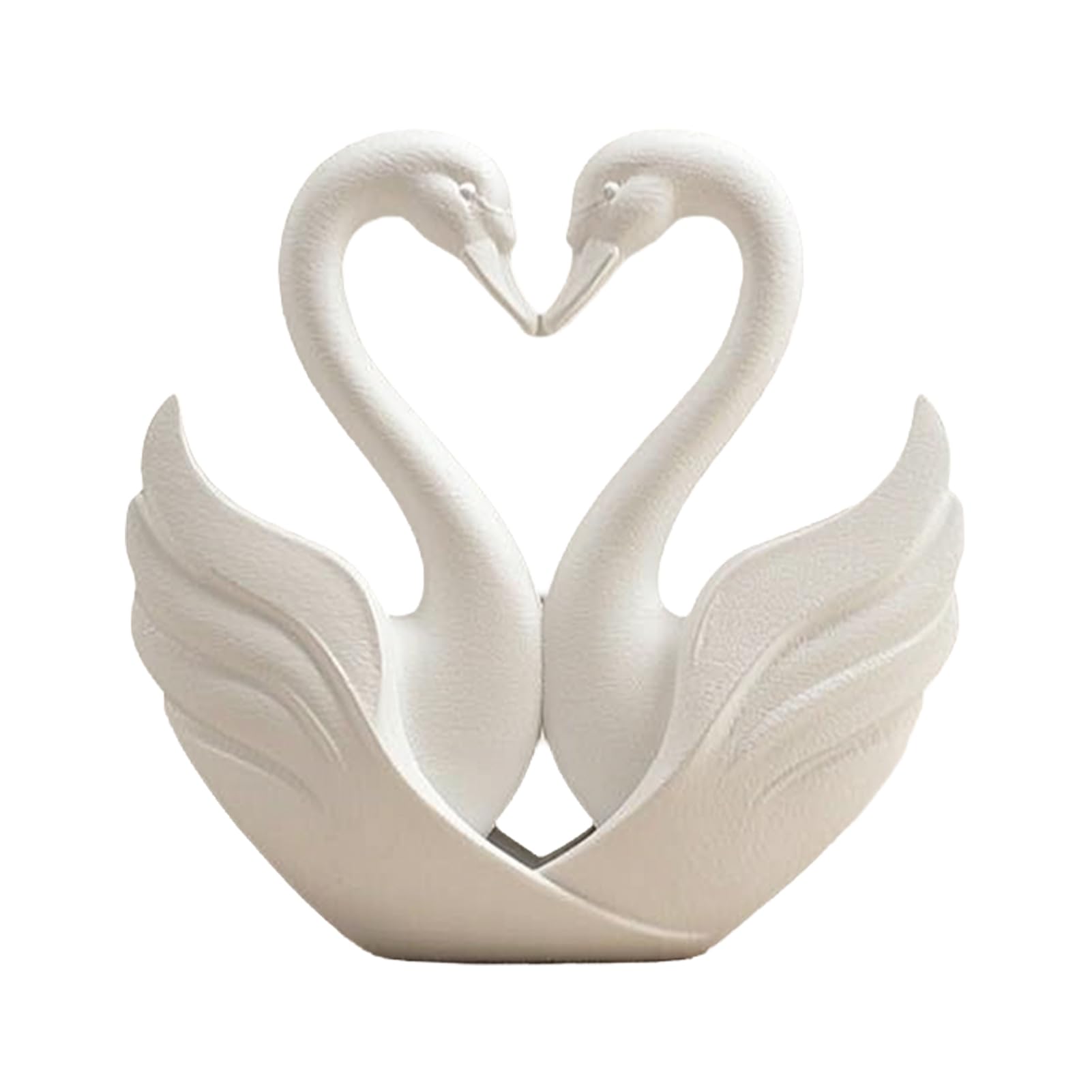 Virelynx 3D Printed Swan Heart Statue – Romantic Couple Love Figurine with White Matte Finish, Home Bedroom Living Room Decor