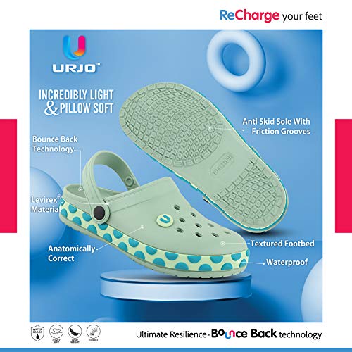 Image of URJO GEMS Kid's Clogs /Sandals with Adjustable Back Strap Ultra Soft & Flexibility Anti Skid Comfortable Waterproof Daily Mules Clogs /Sandals Boy's & Girl's