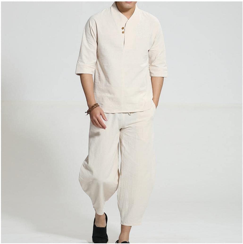 Tai Chi Kleidung Chinesische Kung Fu Kleidung Weiche chinesische Wu Shu Uniform Tai Chi Sets Lose Buddhistische Kleidung Chinesische Herren Solide Baumwolle Leinen Kung Fu Anzug ( Color : B , Size : G